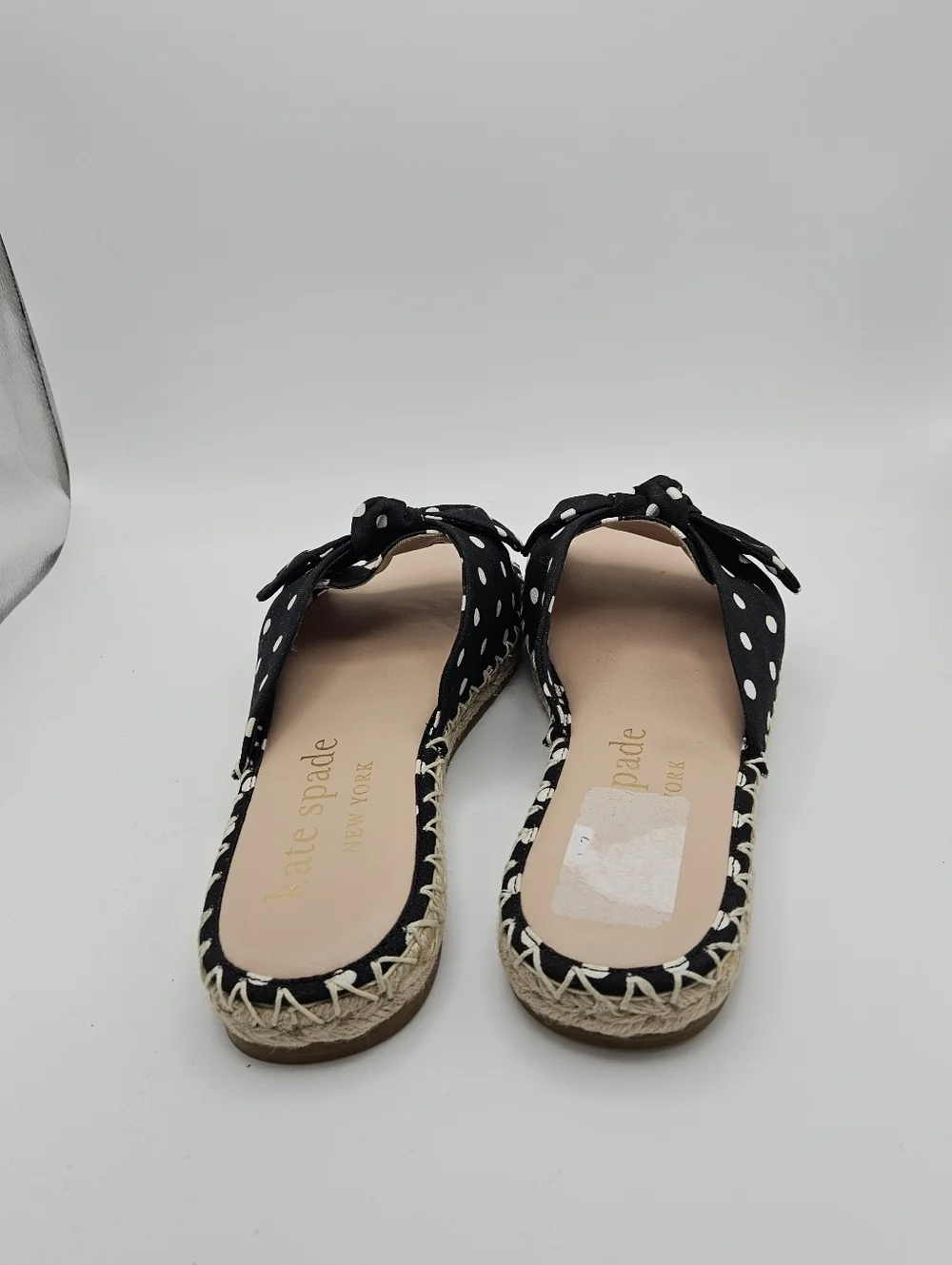 kate spade Saltie Shore black polka dot espadrille slide sandals size 9.5